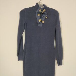 Ralph Lauren Navy Blue Sweater Knit Dress XS 100% Cotton Old Money Quiet Luxury